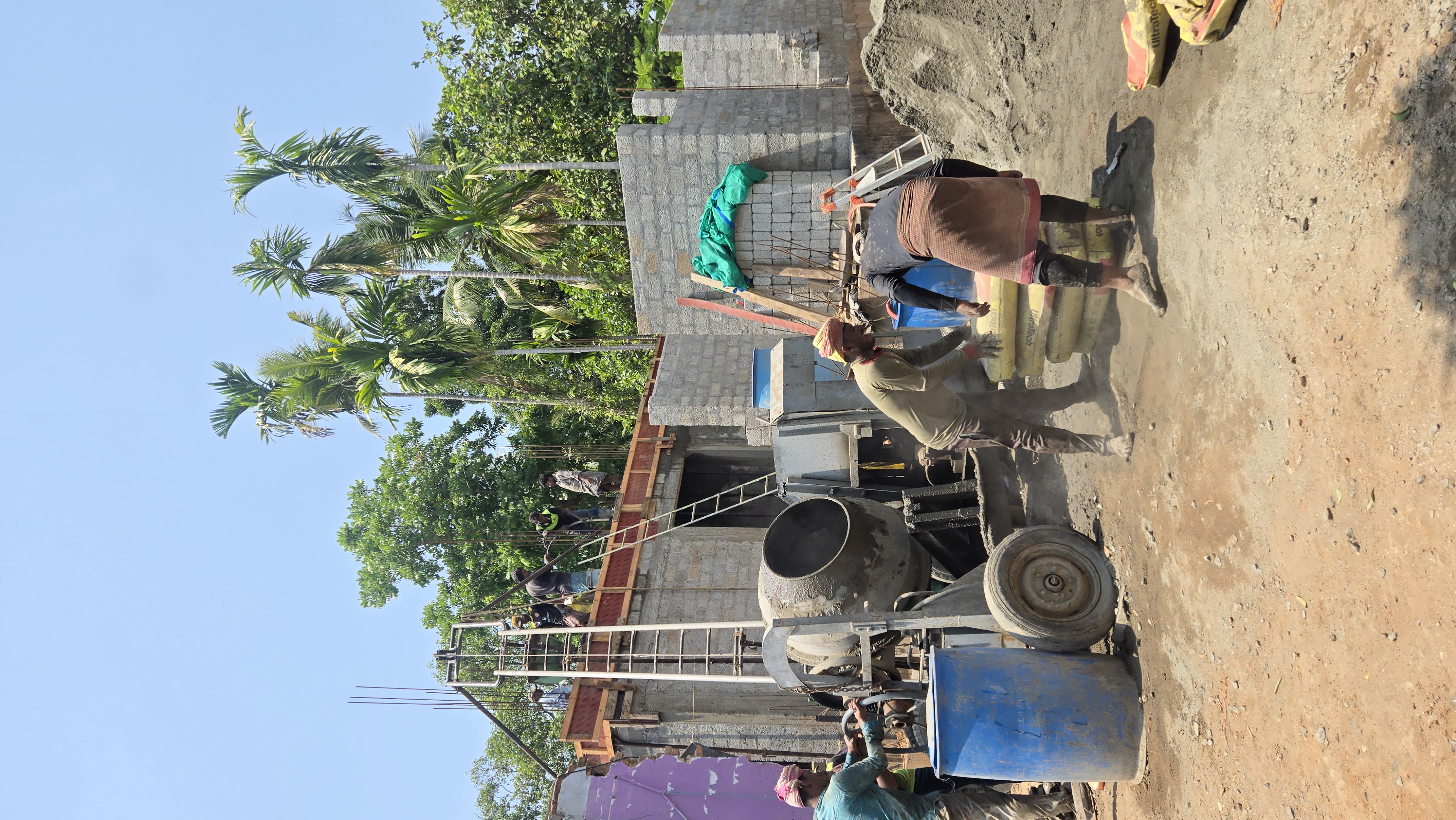 On-site construction work in progress at the residence